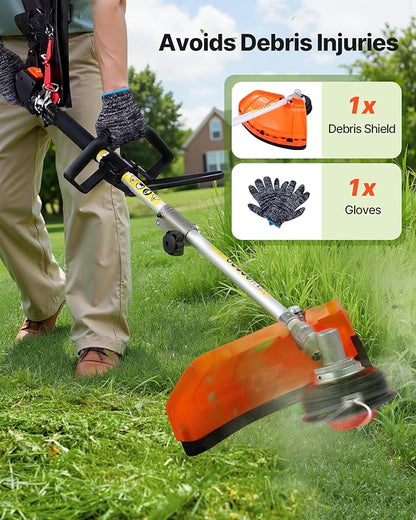 Gas Hedge Trimmer VEVOR, 26cc 2-Cycle Handheld 4-in-1 Trimmer Kit with Hedge Trimmer, Weed Eater/String Trimmer, Edger & Brush Cutter, Includes Protective Gear for Shrubs & Bushes