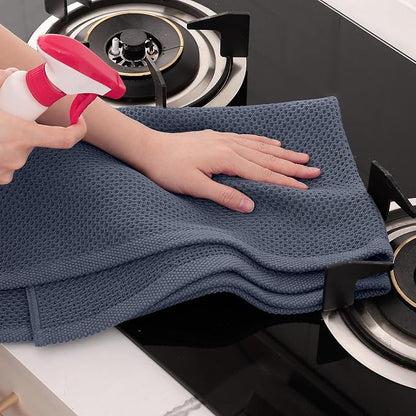 Homaxy 100% Cotton Oversized Waffle Weave Kitchen Towels, 3-Pack, Dark Grey | 20 x 28 Inches, Ultra Soft Absorbent Dish Towels, Quick Drying Large Cleaning Towels