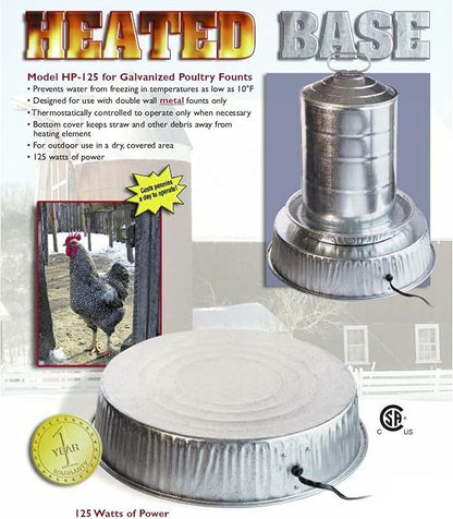 Farm Innovators 125 Watt Heated Base for Double Wall Metal Poultry Founts with 35 Degrees Fahrenheit Temperature and Below, 3 Pack, Metallic