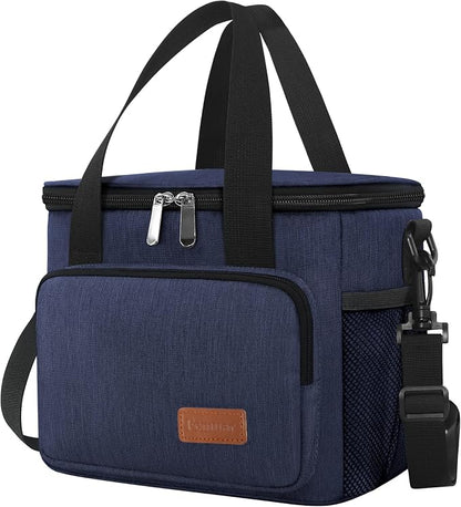 Lunch Bags for Women/Men, Insulated Lunch Bag for Work Office Picnic - Lunch Cooler Bag Leakproof Lunch Box with Adjustable Shoulder Strap - Dark Blue