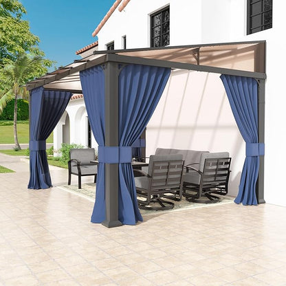 Kullavik 10' × 12' Hardtop Gazebo for Patio,Wall-Mounted Lean to Gazebo Pergola with Sloping Roof and Durable Aluminum Frame,Large Heavy Duty Awnings for Decks,Backyard,NavyBlue