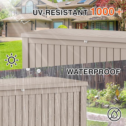 180GAL Brown Versatile Outdoor Deck Box - Waterproof, SGS - Tested UV Protection, Suitable for Various Storage Needs from Pool Accessories to Gardening Supplies