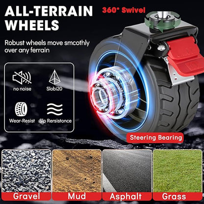 240L Capacity Foldable Wagon with Brakes, 49" Extra Long Extender Wagon Cart 460lbs Heavy Duty Collapsible Utility Cart with All-Terrain Big Wheels for Camping, Shopping, Beach