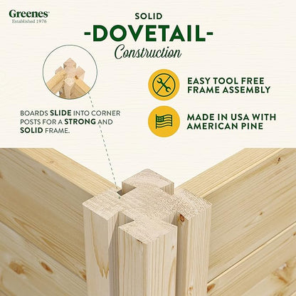 Greenes Fence Original Pine Raised Garden Bed, 4' x 4' x 7" (2-Pack) - Made in USA with American Pine