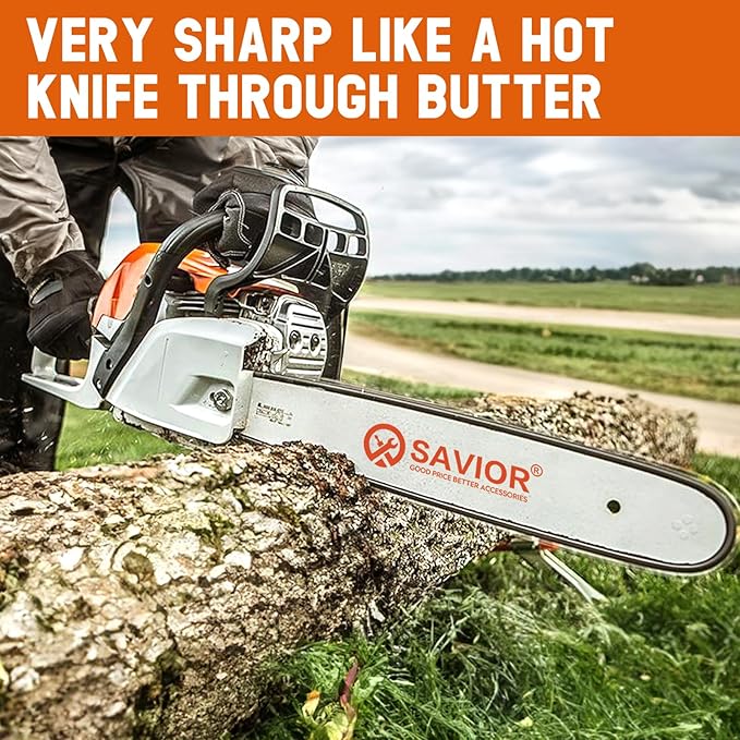 Savior 20 Inch Chainsaw Bar and Chain Combo, 3/8" Pitch .050" Gauge 72 Drive Links for 455 Rancher 460 Rancher Poulan PP5020AV PR5020, Replace for 200SFHK095, 584818, 584271