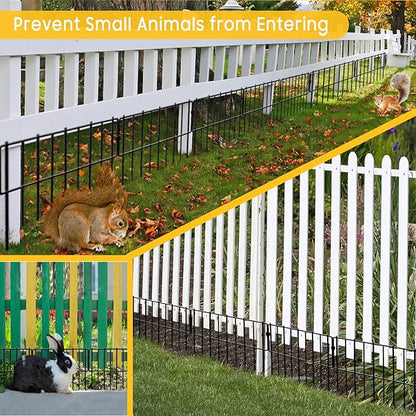 Animal Barrier Fence, 12In(H) x 28.00Ft(L) Upgrade 1.26 in Gap Decorative Fences No Dig Fence for Rabbit and Dog, Rustproof Metal Wire Garden Fence Border for Garden Patio Landscaping,26 PCS