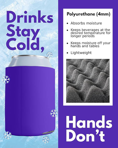 PartyPrints 1000 Pack Purple Blank Can Cooler Sleeves, Customizable Bulk Can Coolers, Extra-Thick Collapsible Drink Insulator Sleeve, Beer Can Coolers for Party Beverages