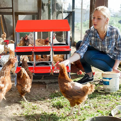 Metal Nesting Box for Chickens (6 Holes) - Heavy Duty Galvanized Steel Hen Laying Box, Outdoor Poultry Nest for Hens, Farm & Ranch Poultry Habitat Supplies