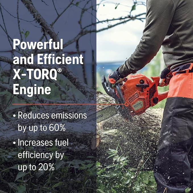 Husqvarna 135 Mark II Gas Powered Chainsaw, 38-cc 2.1-HP, 2-Cycle X-Torq Engine, 16 Inch Chainsaw with Automatic Oiler, For Wood Cutting and Tree Pruning