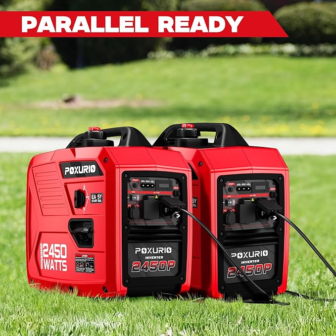 2450 Watt Inverter Generator, 120V Gas Powered Generator Super Quiet, RV Ready/EPA for RV, Camping and Home，Red