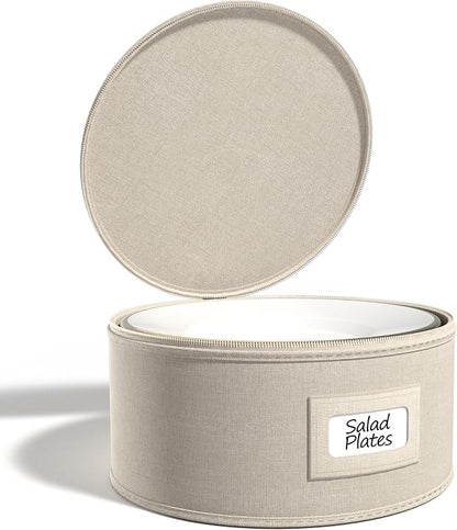 Sorbus China Storage Container – Dinnerware Organizer for Bowl Plate Storage with Lid (Holds Service for 12) with Felt Protectors – 9" x 6"
