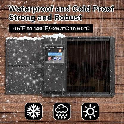 Programmable Chicken Automatic Door with Timer and LCD Display Double Power Supply(USB Charging/Battery Holder) Chicken Coop Door Anti-Pinch Protection for Poultry Black
