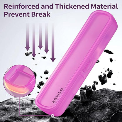 Travel Utensils with Case, Stainless Steel Portable Cutlery Set, Lunch Box Silverware for Work Camping Picnic, Reinforced Case with Snap-Lock Closure, Include Fork Spoon Knife Chopsticks, Rainbow