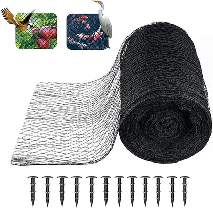 Koi Pond Netting Kit 40 x 40 ft,Black Pond Netting for Koi Ponds Heavy Duty Woven Pond Net for Leaves Reusable Pool Protective Cover Netting Protecting Koi Fish from Birds, Cats and Predators