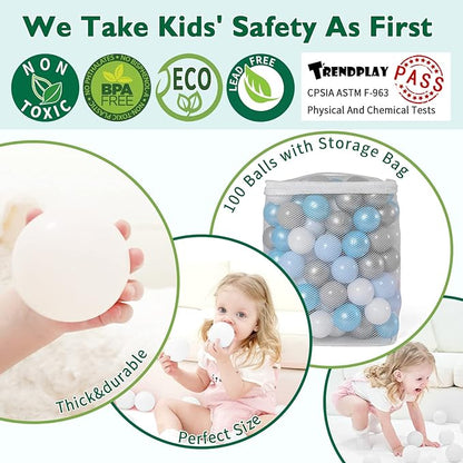 TRENDPLAY Plastic Balls for Ball Pits 2.2 Inch, Pack of 50 100 200 500 Hollow Balls, Perfect for Toddler Baby Pools,Party,Festival Decoration