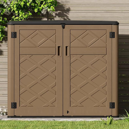 Resin Outdoor Storage Shed, Outdoor Storage Box Waterproof for Garden Tools, Patio Furniture, Trash Cans, Garage Storage, Lockable
