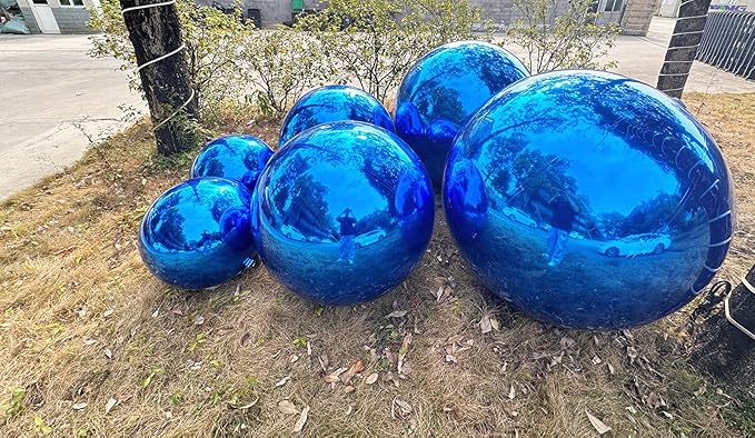 Big Shiny Balls Giant Inflatable Mirror Balls for Events & Decor - Party, Advertising, Shows, Stage Decoration - Hanging & Standing-Various Sizes & Colors - Blue (1.5m/4.92ft)