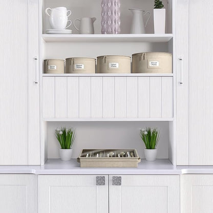 Sorbus China Storage Container – Dinnerware Organizer for Bowl Plate Storage with Lid (Holds Service for 12) with Felt Protectors – 9" x 6"