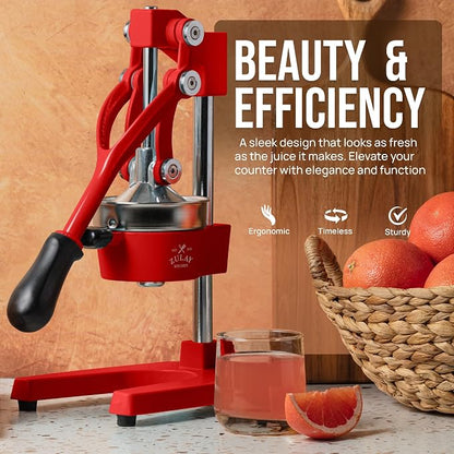 Zulay Kitchen Cast Iron Juicer - Heavy Duty Manual Juicer with Detachable Strainers for Easy Cleaning, Orange Juice Press for Citrus Fruits, Perfect for Bartenders, Juice Lovers & Health Enthusiasts