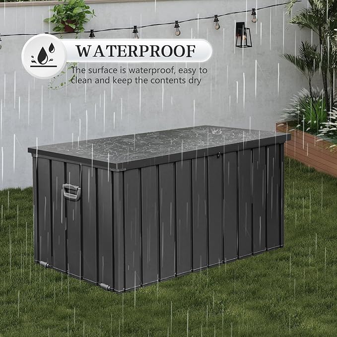 Domi 200-Gallon Outdoor Storage Box – Waterproof, Lockable Storage Cabinet for Patio Furniture, Garden Tools & Pool Supplies – Large Metal Storage for Cushions, Toys & More