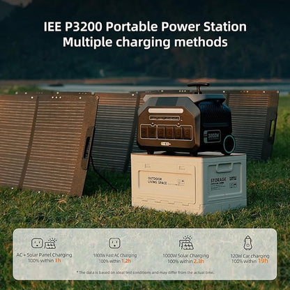 IEE P3200 3200W Solar Generator with 4x200W Panels included, 2048Wh Power Station with 4*3200W AC Outlets (6400W Peak), 1800W Fast Charging, APP Control Emergency Power Station for Home, Camping & RVs