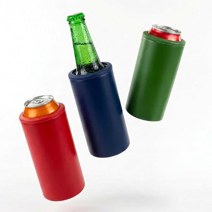 4 in 1 Universal Can Cooler - Red, Can Holder Insulated, Beer Bottle Cooler, Universal Holder for All Drink Sizes, Stainless Steel Insulated Tumbler, Tailgating Accessories