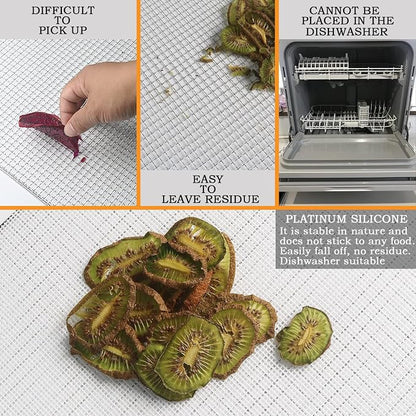 Silicone Mesh Dehydrator Sheets Compatible COSORI Food Dehydrator CFD-P501-SUS - 10x9 inch 5-Packs Reusable Mesh Drying Trays Liners for Jerky Herbs Fruit