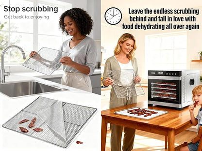 BPA-Free Silicone Dehydrator Tray Liners for Cercker, 12.5x9.8 inch 14-pack | Non-stick Dehydrator Tray Liners Help Stop Dried Food From Sticking, Lift Food Intact, and Cut Cleanup Time - Dishwasher Safe