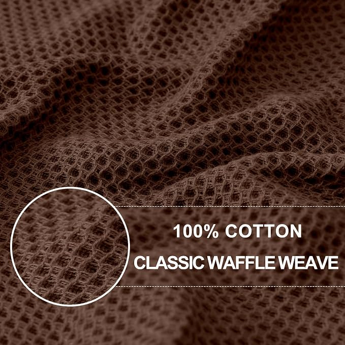 Homaxy 100% Cotton Waffle Weave Kitchen Dish Cloths, 4-Pack, Coffee | 12 x 12 Inches, Ultra Soft Absorbent Dish Towels, Quick Drying Dish Rags with Hanging Loop