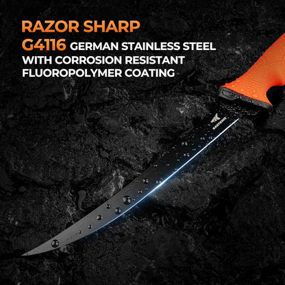 KastKing Paradox Fishing Fillet Knife Kit, 7" and 9" | G4116 German Stainless Steel, Non-Slip Handles, Corrosion-Resistant, Sheath Included, Fresh & Saltwater, Great Fishing Gifts