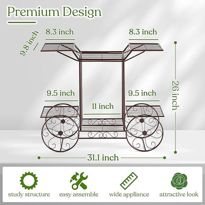Sorbus® Garden Cart Stand & Flower Pot Plant Holder Display Rack, 6 Tiers, Parisian Style - Perfect for Home, Garden, Patio (Bronze)