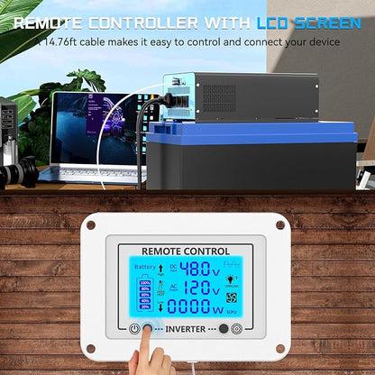 New 48V 2500 Watts Pure Sine Wave Inverter, 48V DC to 110V AC Power Inverter with 4 AC Outlets, USB Port, Type-C Port for Truck, Vehicle, Power Outage, Remote Control with LCD Screen