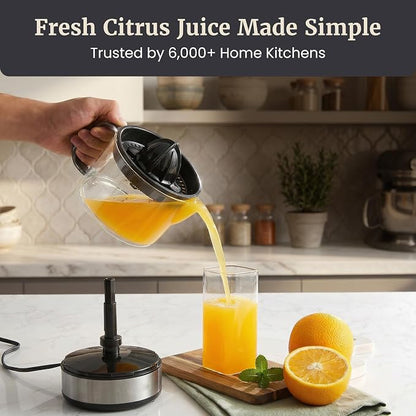 Elite Gourmet ETS623 Electric Citrus Juicer, 24 oz, Black/Stainless Steel | BPA-Free 40-Watt motor, compact large-volume pulp control - juices oranges, lemons, limes & grapefruits, easy-pour spout