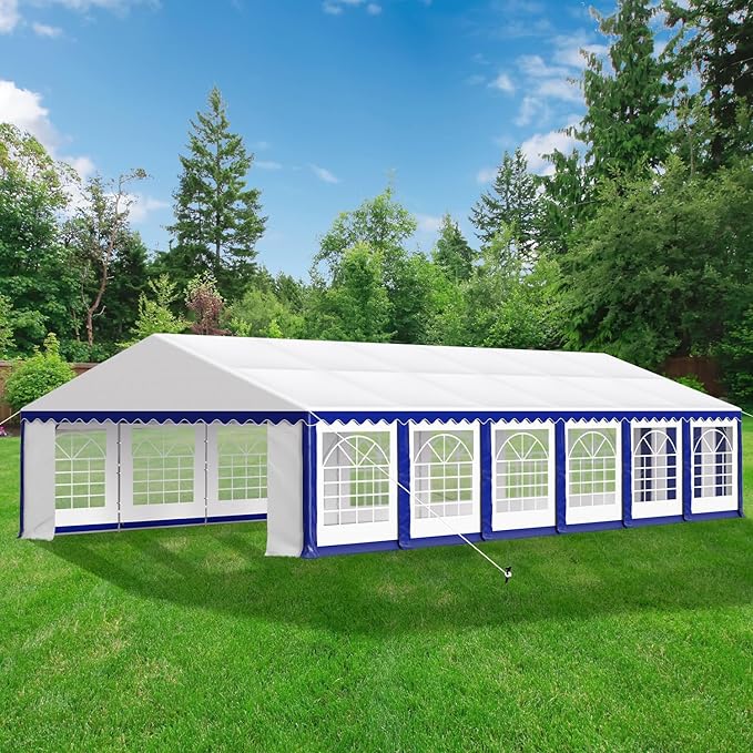 GREEN PARTY 20x40FT Party Tent Heavy Duty, Large Wedding Event Shelters with 7 Carry Bags & Removable Sidewalls, Outdoor Canopy Gazebo Commercial Tents for Parties Carport Camping Garden Patio