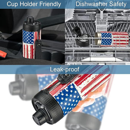 4 In 1 Beer Can Cooler Bottle Holder with Drinking Spout Lid for 12oz Regular, Slim Skinny Cans and Thermal Bottles,Sealed Insulated Double Wall Vacuum Stainless Steel Can Keeps Your Drinks Cold