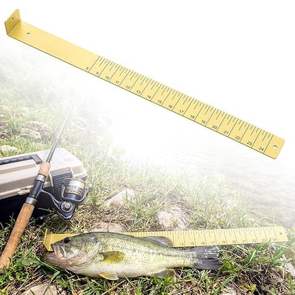 Zonon 1/8" x 2" x 24" Fish Measuring Board Anodized Aluminum Fish Ruler Yellow Corrosion Resistant Boat Measuring Tool for Fishing Competition Fresh and Salt Water