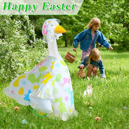 Easter Goose Outfit for 23" Cement Porch Goose Statue - Spring Outdoor Patio Yard Lawn Decoration