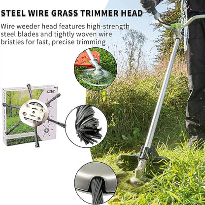 2025 New Steel Wire Grass Trimmer Head, 6 Inch Universal Steel Wire Trimmer Head with Adapter, String Trimmer Replacement Head for Electric Cordless Lawn Mower Tray (1PC 6 Blades（6 Inch）)