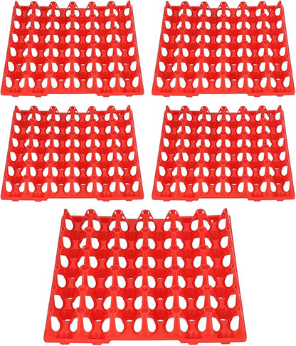 Dioche Egg Crates 5PCS Egg Flats - 30 Cell Plastic Crates Holder Tray for Storage & Transportation - Durable & Reusable Storage Solutions (Red)