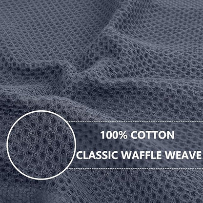 Homaxy 100% Cotton Oversized Waffle Weave Kitchen Towels, 3-Pack, Dark Grey | 20 x 28 Inches, Ultra Soft Absorbent Dish Towels, Quick Drying Large Cleaning Towels