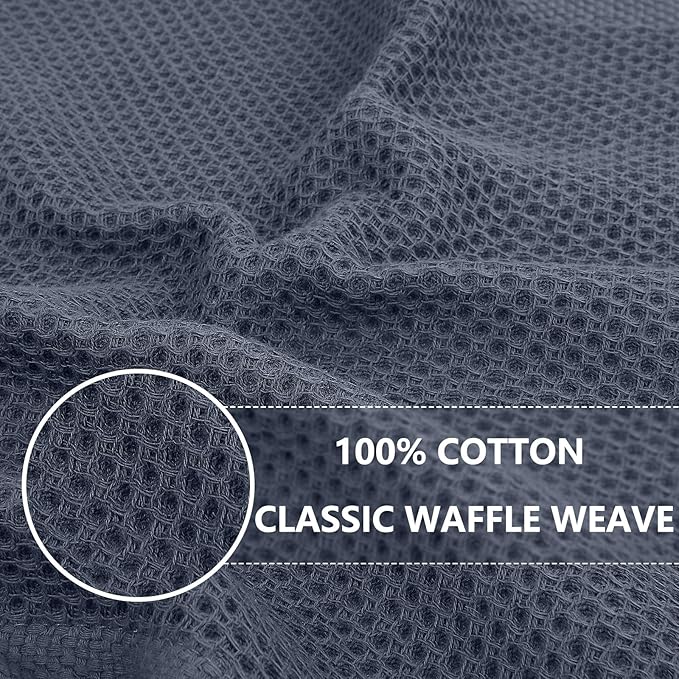 Homaxy 100% Cotton Waffle Weave Kitchen Towels, 7-Pack, Dark Grey | 13 x 28 Inches, Ultra Soft Absorbent Dish Towels, Quick Drying Cleaning Towels