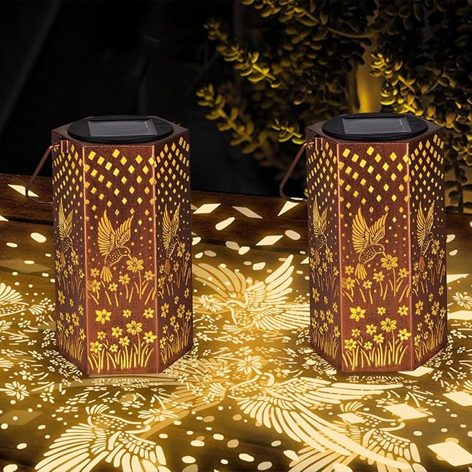 4 Pack Hummingbird Solar Lanterns Outdoor Waterproof - Birthday Gifts for Women, Men, Mom, Solar Lights Outdoor Hanging Garden Decor for Outside, Patio, Outdoor, Yard, Lawn, Balcony