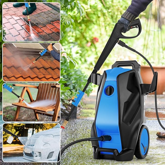 5000PSI 4.0GPM Heavy Duty Power Cleaner with 33 FT Extension Hose, 4 Quick Connect Nozzles and Foam Cannon for Cars/Fences/Driveways/Patios/Home Cleaning, Blue