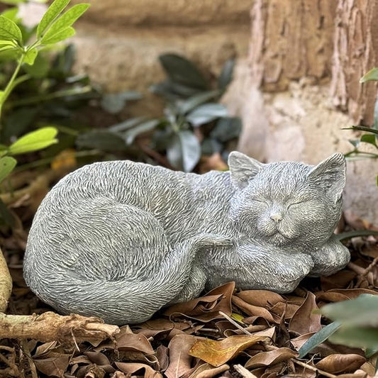 Cats Memorial Stone Garden Statue, Pet Statues Gifts for Loss of Cat Sympathy, Grave Markers for Garden Outdoor Statue Decor, 11.4” L Garden Decorative Tabby Figurine