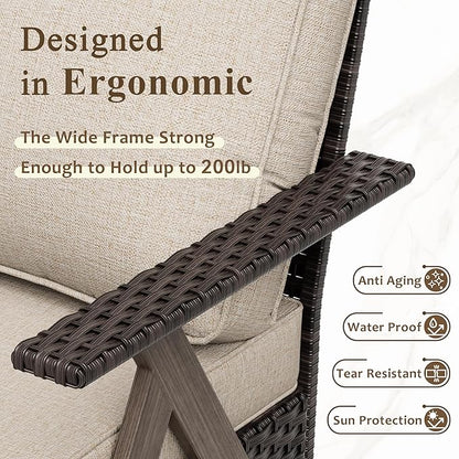 Outdoor Swivel Rocker Chairs Set of 4, Wicker Swivel Patio Chair with Ottomans, Patio Furniture Set for Outside Backyard