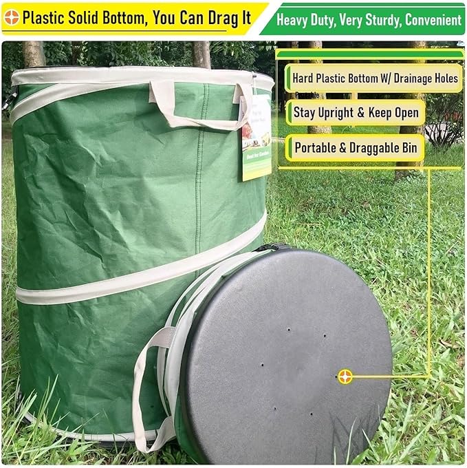 16 Gallon and 24 Gallon Collapsible Trash Can Solid Bottom for Pop-Up Trash Can,Recycling Bin,RV Camping Waste Bin,Laundry Hamper,Yard Waste Bag,Garden Debris Bag,Lawn Grass,Yard Weeds Bags,Leaf Bags