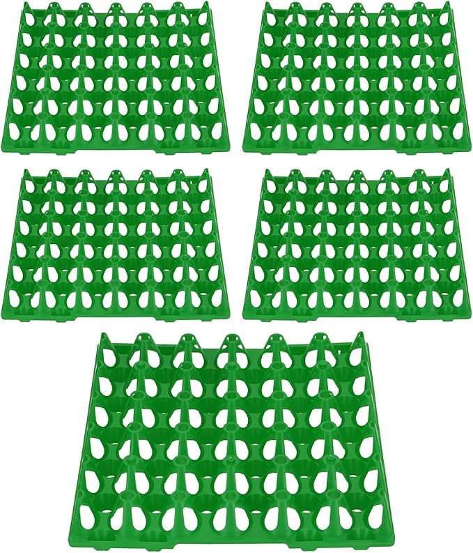 Dioche Egg Crates 5PCS Egg Flats - 30 Cell Plastic Crates Holder Tray for Storage & Transportation - Durable & Reusable Storage Solutions (Green)