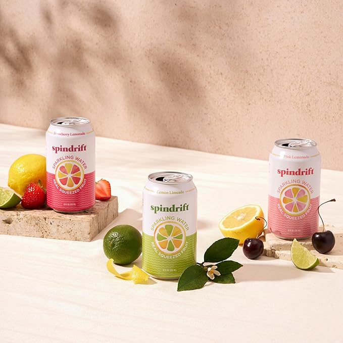 Spindrift Lemonade 3 Flavor Variety 20 Pack,12 Fl Oz (Pack of 20)
