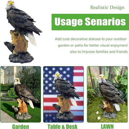 13.2" Real Eagle Statue, Funny Resin Bird Sculpture, Garden Outdoor Decor, Seabird Coastal Beach Accent, Eagle Pattern, Tropical Home Decor, Landscape & Patio Ornaments, Bald Eagle Gift