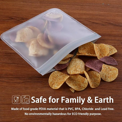 SPLF 12 Pack Dishwasher Safe Reusable Food Storage Bags, Gray | Extra Thick Freezer Bags Leakproof Silicone and Plastic Free Food Lunch Bag-5 Sandwich 5 Snack 2 Gallon